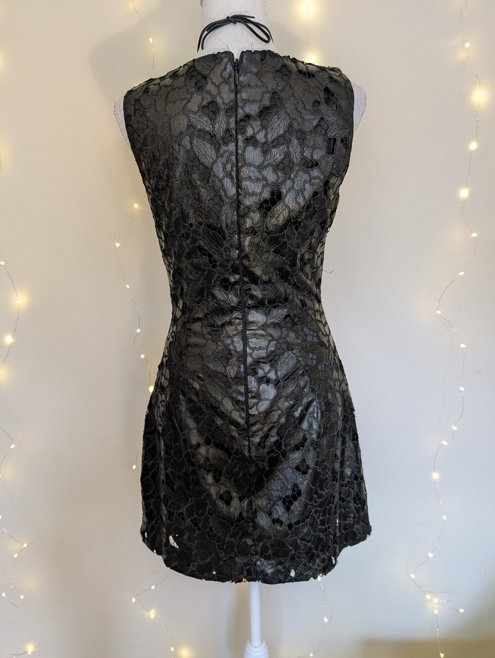 bebe Black Floral Lace Mini Dress - Picture 4 of 9